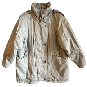 Vintage 1980's/90's New York Girl Khaki Puffer Jacket‎ Sz. M Retro Quilted EUC